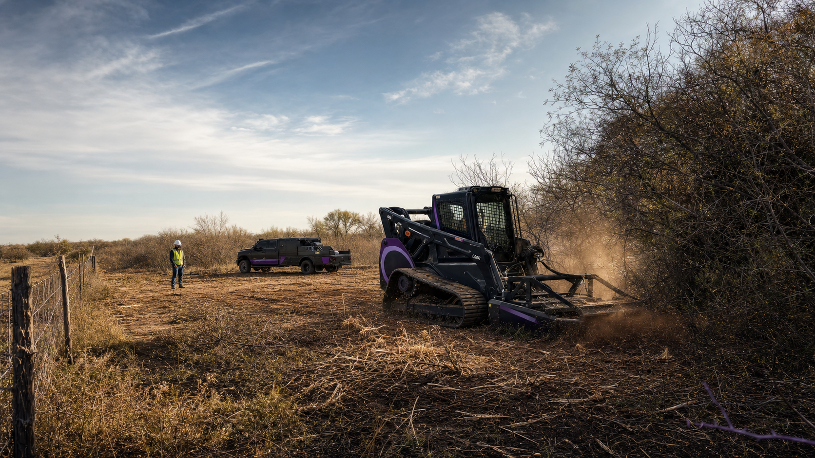 Brush clearing equipment working on West Texas acreage